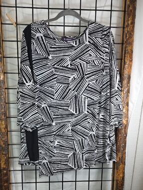 Roaman's Black & White Zebra-Print Top
